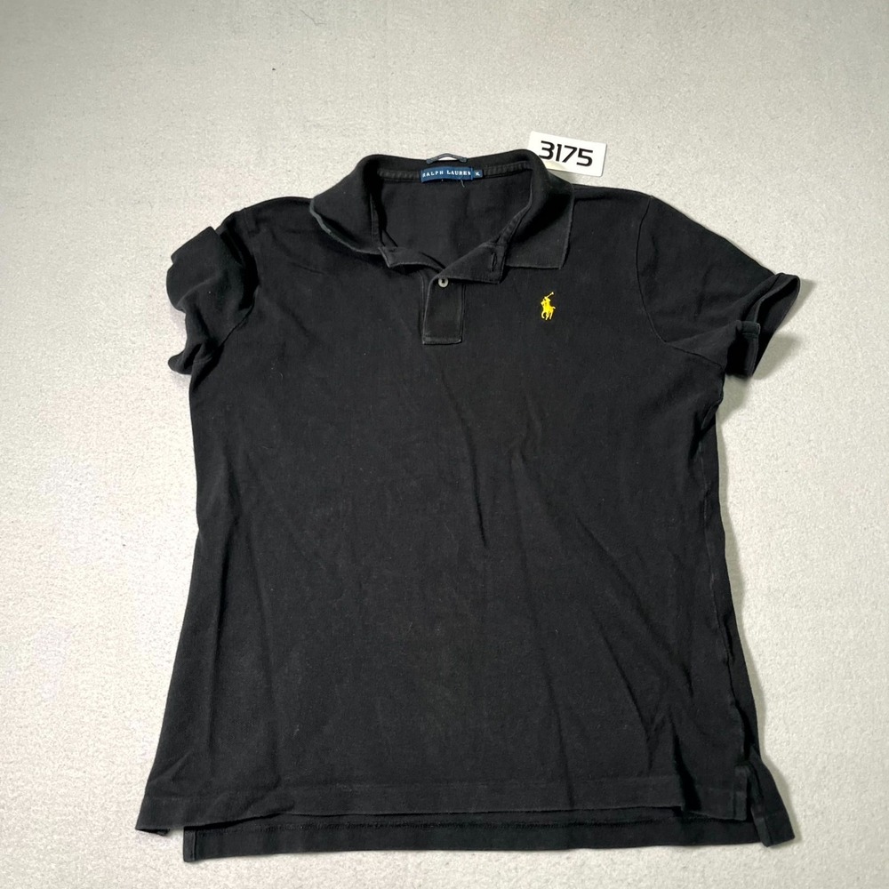 Ralph Lauren The Skinny Polo Shirt Mens XL Black Pony Logo Side Slit Golf Tennis